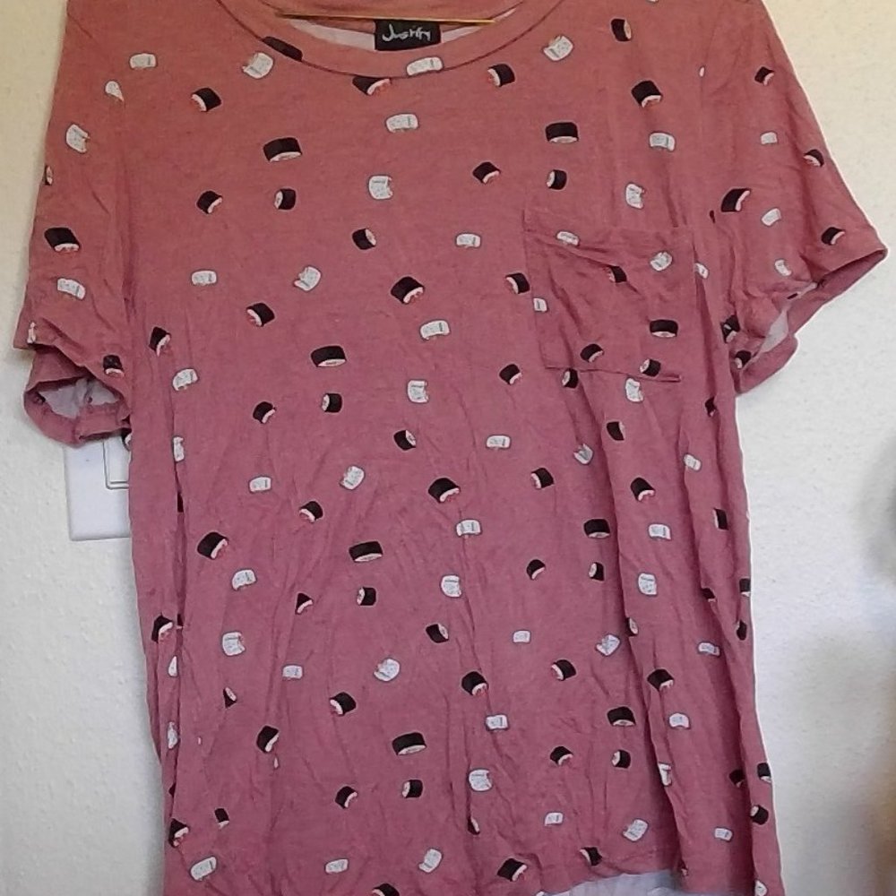 Pink Sushi Pattern T-Shirt